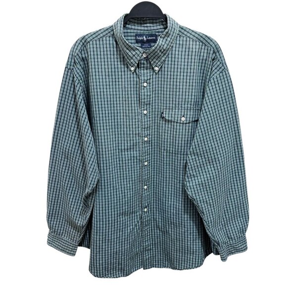 Ralph Lauren Other - Ralph Lauren VINTAGE Size XXL CREEK Green Blue Plaid Classic Long Sleeve Shirt